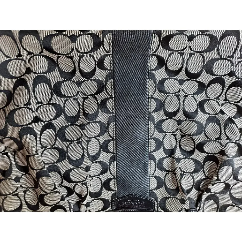 Coach Brown Signature Stripe‎ Devin Shoulder Leather Tote Bag F28395